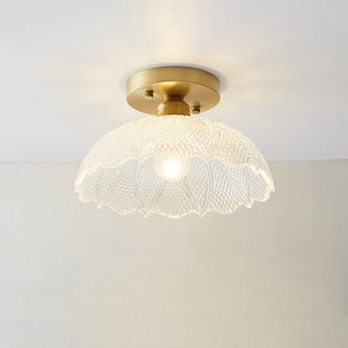 Glass Ceiling Light - Semi Flush Mount Copper Frame Mini Ceiling Lamp