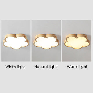 LED flush mount flower ceiling lamp – wooden bedroom