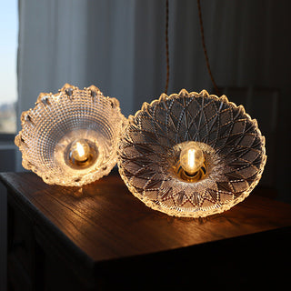 Suspension en verre vintage – Lampe réglable en laiton style Mid-Century