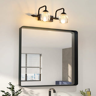 Black glass bathroom vanity light — iron frame glass shades fixture