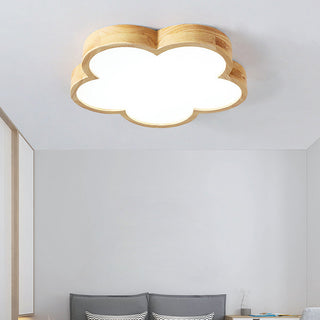 Flower ceiling light wood LED – modern flush mount bedroom