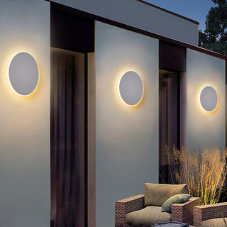 Metal round minimalist outdoor wall sconce detail — LED waterproof