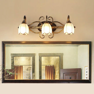 Gold vintage flower bathroom vanity wall lamp illuminated