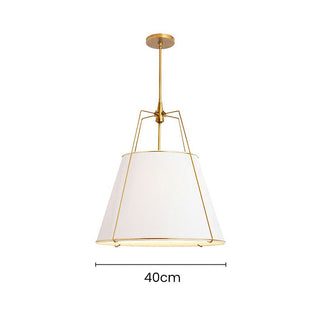 White fabric pendant side angle — modern adjustable rod lamp