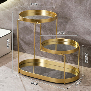 multi-tier shelf durable cosmetics storage rack bathroom organiser side view