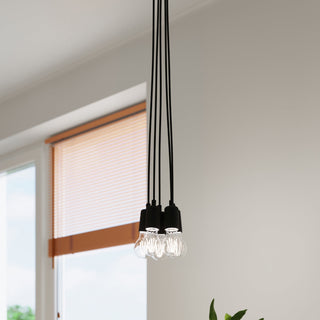 Black Pendant Light – Minimalist Lighting | Three Bulb Fixture With Adjustable Brightness
