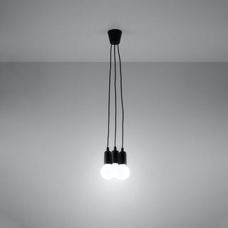 Black Pendant Light – Minimalist Lighting | Three Bulb Fixture With Adjustable Brightness