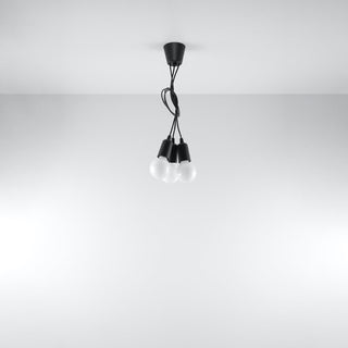 Black Pendant Light – Minimalist Lighting | Three Bulb Fixture With Adjustable Brightness