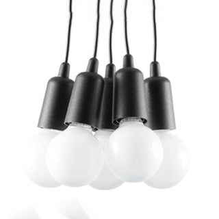 Suspension noire minimaliste – Lustre à cinq ampoules | Luminaire suspendu moderne