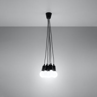 Suspension noire minimaliste – Lustre à cinq ampoules | Luminaire suspendu moderne