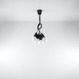 Suspension noire minimaliste – Lustre à cinq ampoules | Luminaire suspendu moderne