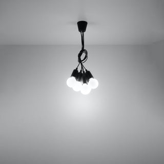 Suspension noire minimaliste – Lustre à cinq ampoules | Luminaire suspendu moderne