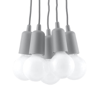 Minimalist Pendant Light – Grey 5 Bulb Pendant Lamp | Modern Linear Kitchen Lighting