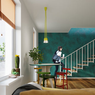 Yellow Pendant Light – Modern 5-Light Fixture | Minimalist Dining Room Lighting