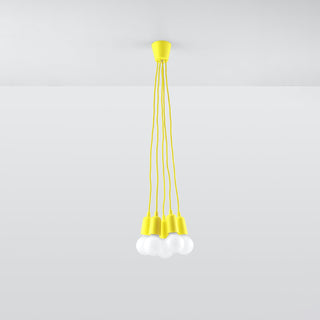 Yellow Pendant Light – Modern 5-Light Fixture | Minimalist Dining Room Lighting