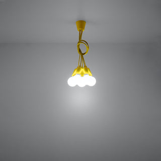 Yellow Pendant Light – Modern 5-Light Fixture | Minimalist Dining Room Lighting