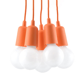 Orange Pendant Light – Minimalist 5-Light Ceiling Fixture for Modern Dining Room