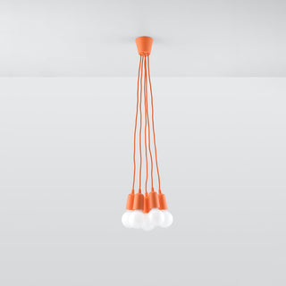 Orange Pendant Light – Minimalist 5-Light Ceiling Fixture for Modern Dining Room