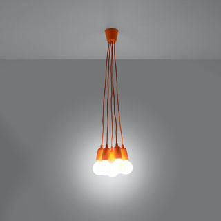 Orange Pendant Light – Minimalist 5-Light Ceiling Fixture for Modern Dining Room