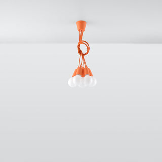 Orange Pendant Light – Minimalist 5-Light Ceiling Fixture for Modern Dining Room