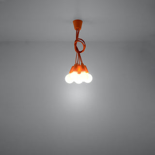 Orange Pendant Light – Minimalist 5-Light Ceiling Fixture for Modern Dining Room