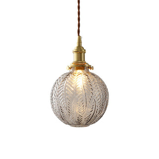 Glass Globe Pendant Light - Small Elegant Globe Lamp with Black Gold Finish