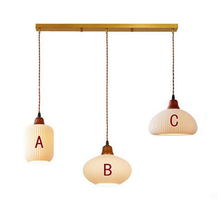 Suspension Vintage en Céramique - Lampe en Céramique Blanche Nordique pour Éclairage de Salle à Manger