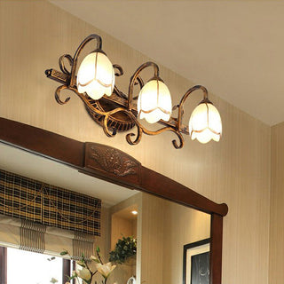 Vintage flower shape gold bathroom vanity sconce — wall lamp