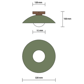 Modern flush mount metal ceiling lamp, round kitchen design