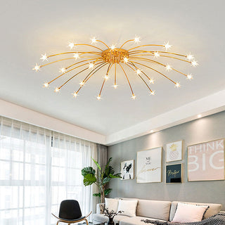 Modern star glass ceiling chandelier – gold luxury bedroom
