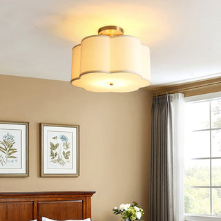 White flower ceiling light semi-flush – E27 bedroom
