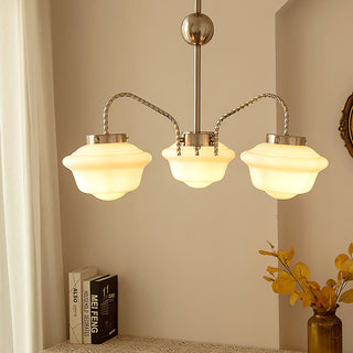 Chain pendant lamp hanging — industrial white glass ceiling fixture