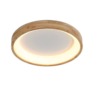 Wood LED Ceiling Light – Retro Geometric Circle Fixture With Energy Efficient Design