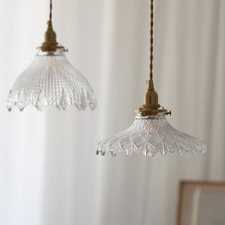 Suspension en verre vintage – Lampe réglable en laiton style Mid-Century