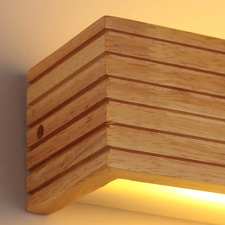 Rustic LED wood bathroom wall sconce — vanity fixture