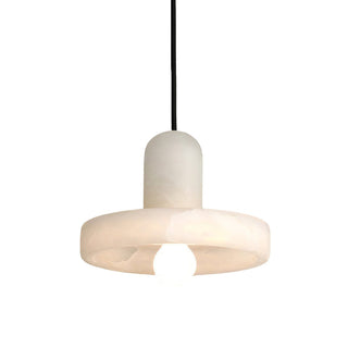 Alabaster pendant side view — vintage marble bedside ceiling lamp