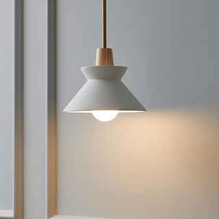 Modern white cone concrete pendant with adjustable cord
