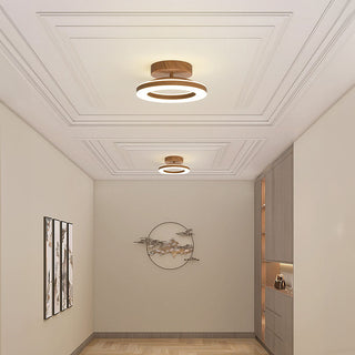 Wood circle ceiling fixture LED – modern acrylic hallway