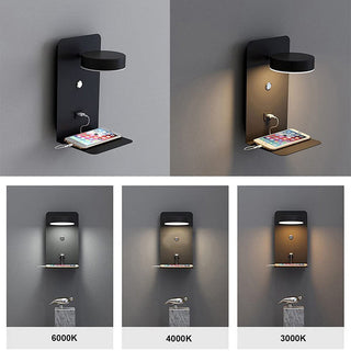 Modern LED USB phone charger wall sconce — warm glow