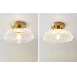 Glass Ceiling Light - Semi Flush Mount Copper Frame Mini Ceiling Lamp