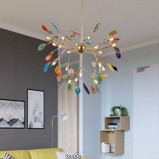 Nordic metal frame agate chandelier luxury ceiling fixture
