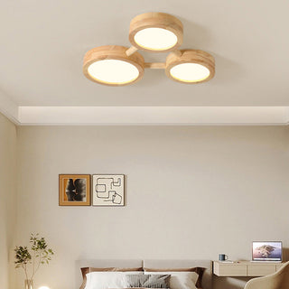 Retro Wood Ceiling Light - Multi Head Ceiling Light with Warm Ambient LED