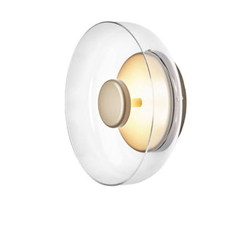 Modern Glass Wall Sconce – Clear Round LED Wall Light With Iron Frame