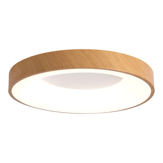 Natural Wood Ceiling Light – Round LED Ceiling Lamp With Warm Ambient Lighting