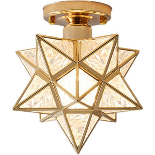 Star metal ceiling fixture semi-flush – modern installed view