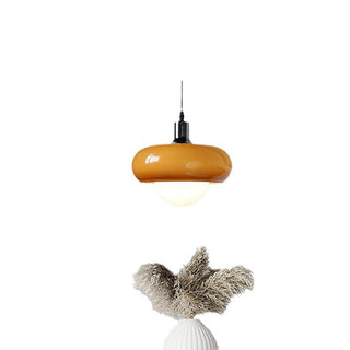Suspension Bauhaus – Lampe dôme en verre couleur café pour salle à manger