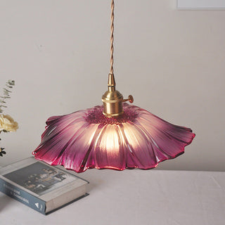 Vintage colored lotus leaf pendant — glass living room ceiling lamp