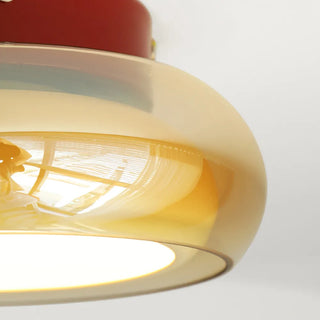 Vintage compact acrylic LED ceiling lamp, warm glow installed