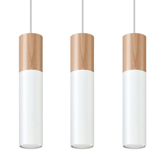 White Wood Pendant Light – Modern 3 Light Pendant for Dining Ambiance