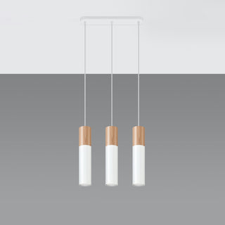 White Wood Pendant Light – Modern 3 Light Pendant for Dining Ambiance